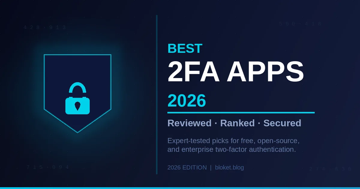 Best two-factor authentication apps 2026 — shield and lock icon on dark navy background