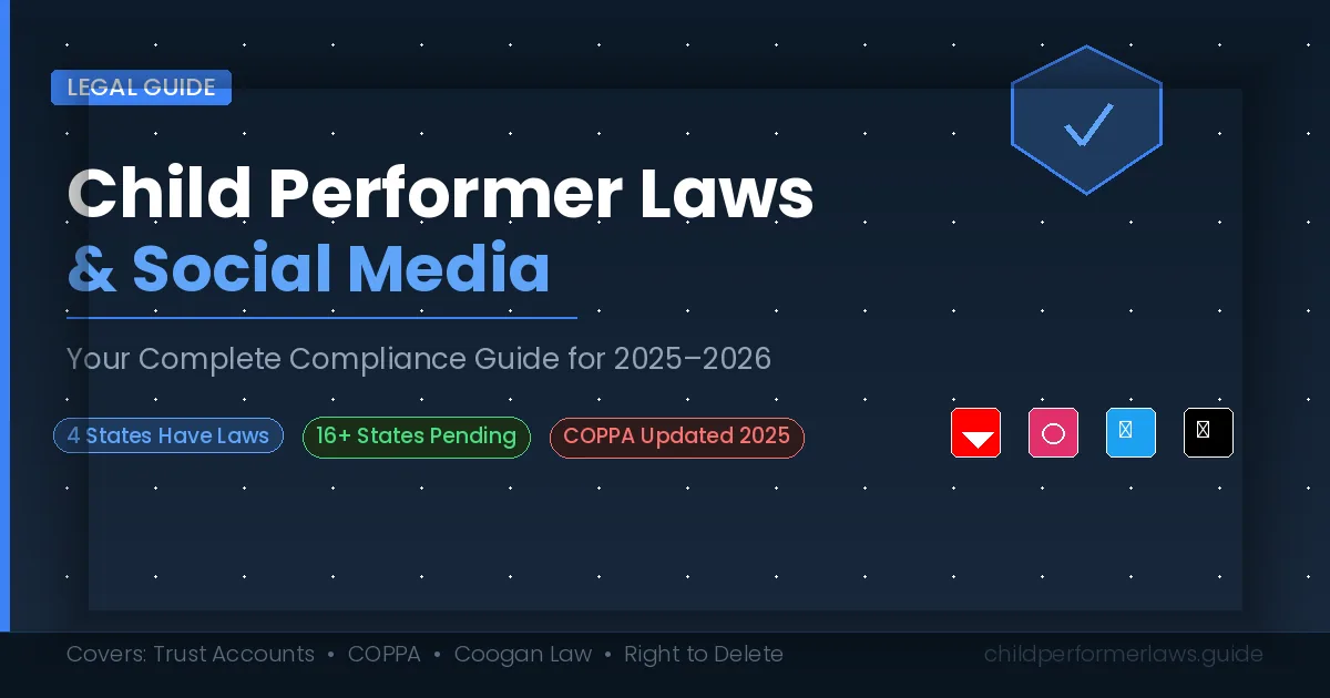 Child performer laws social media guide showing legal protections for young influencers across US states