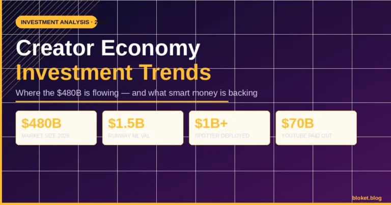 Creator economy investment trends 2026 showing market size stats including $480B total market and key VC-backed companies