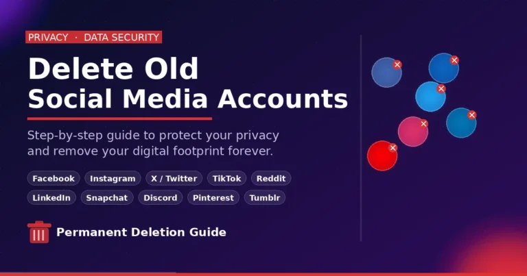 delete old social media accounts guide showing platform icons with removal markers