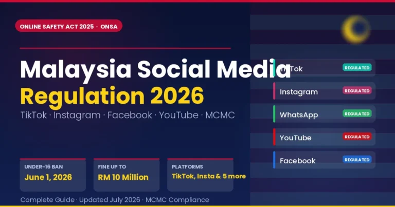 Malaysia social media regulation 2026 — TikTok, Instagram, Facebook and YouTube under MCMC Online Safety Act