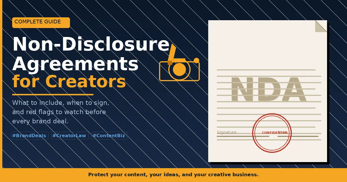 NDA for content creators — contract document with signature lines and confidential stamp