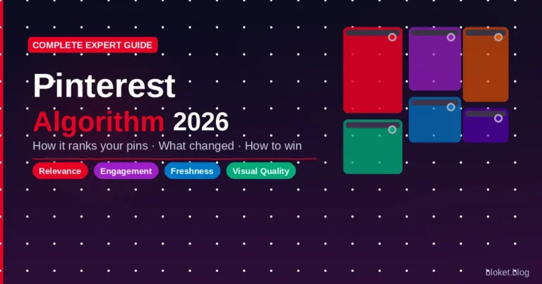 Pinterest algorithm 2026 guide showing four core ranking signals: relevance, engagement, freshness, visual quality