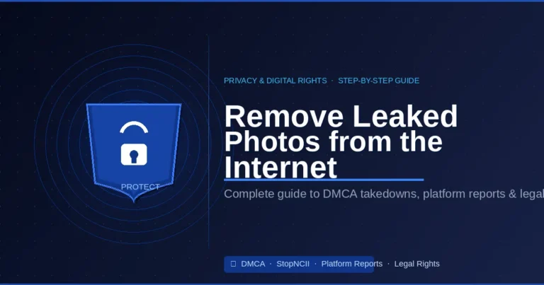 Remove leaked photos from internet – shield and lock icon representing digital privacy protection