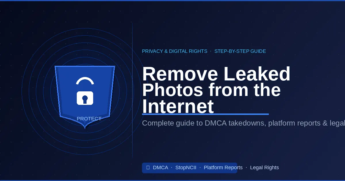 Remove leaked photos from internet – shield and lock icon representing digital privacy protection