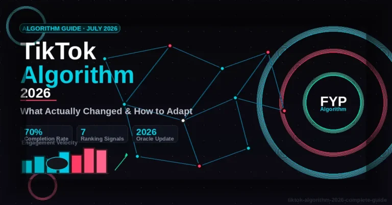 TikTok algorithm 2026 changes showing FYP ranking signals and engagement data visualization