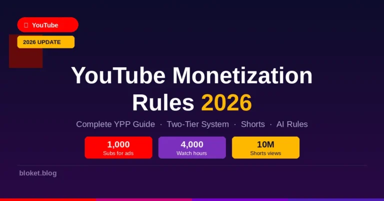 YouTube monetization rules 2026 guide showing YPP requirements and Shorts thresholds